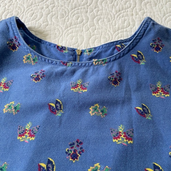 A.M.I. Vintage Blue Floral Sheath Dress Sleeveless Cotton Knee Length Size XL - Picture 5 of 12